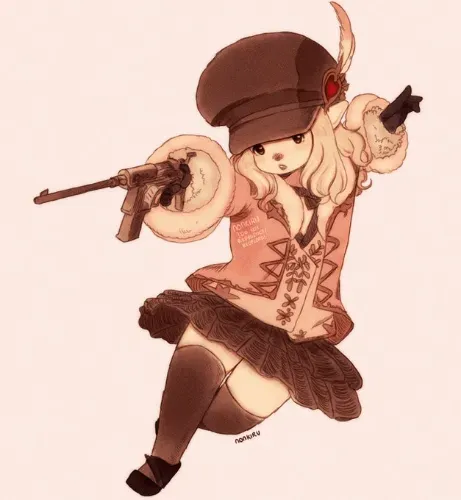Personal art of a Lalafell with a gun.