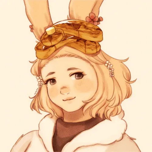 Personal art. A Viera with pancakes on their head.
