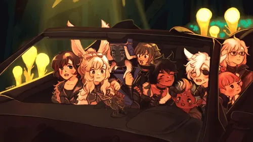 Commission for Ty. A bunch of people in a car.