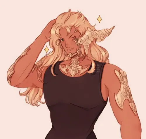 Commission for Avy. A Au Ra grinning.