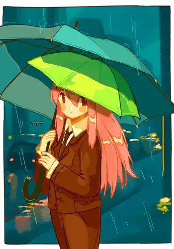 Personal art. A girl in the rain.