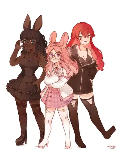 A commission for Bunny. Three girls posing.