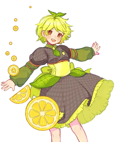 A commission for Lemon. A girl spinning with lemons.