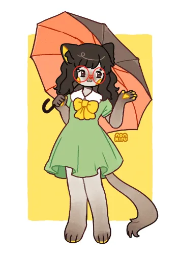 Gift art for Snew. An anthro cat holding an umbrella.