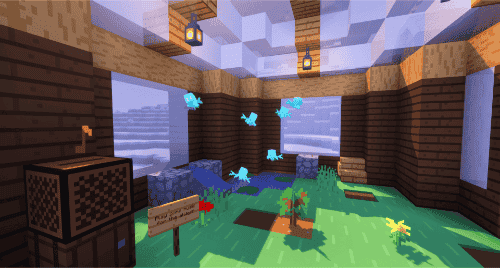 Minecraft screenshot 3. A bunch of Allay in a sanctuary.